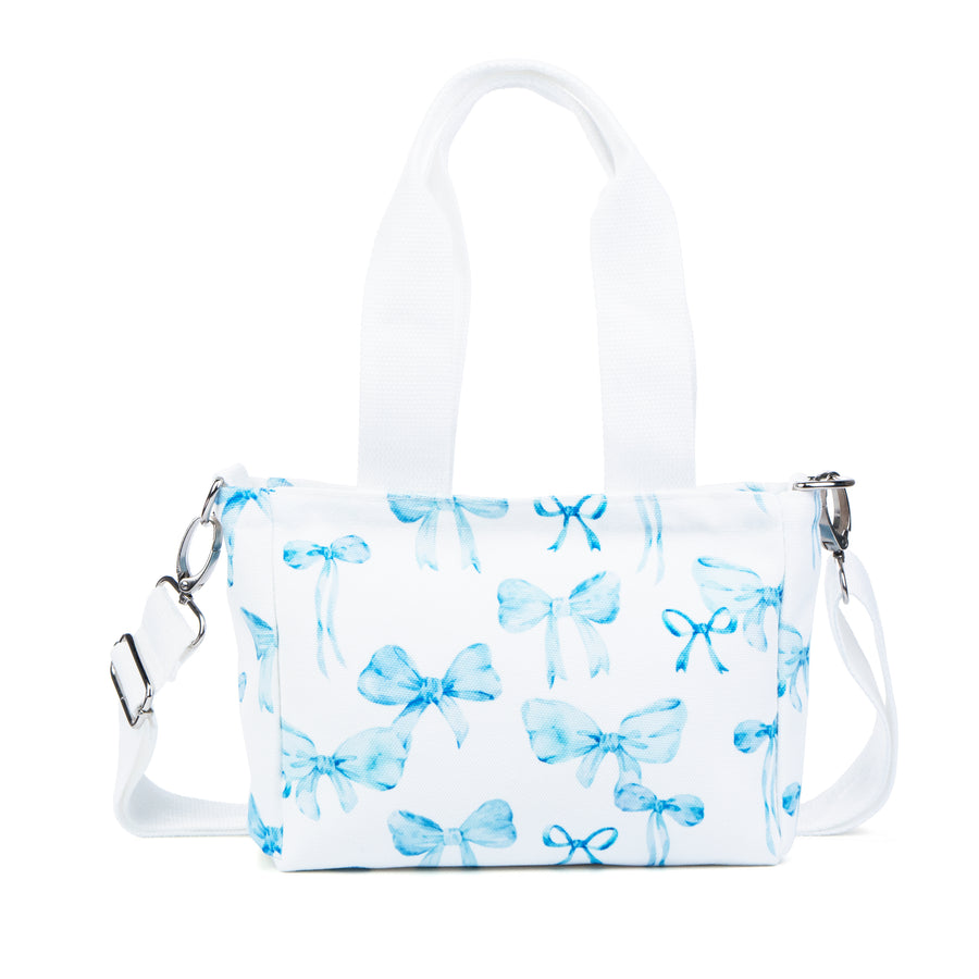 Mini Canvas Tote Bag with Print - Blue