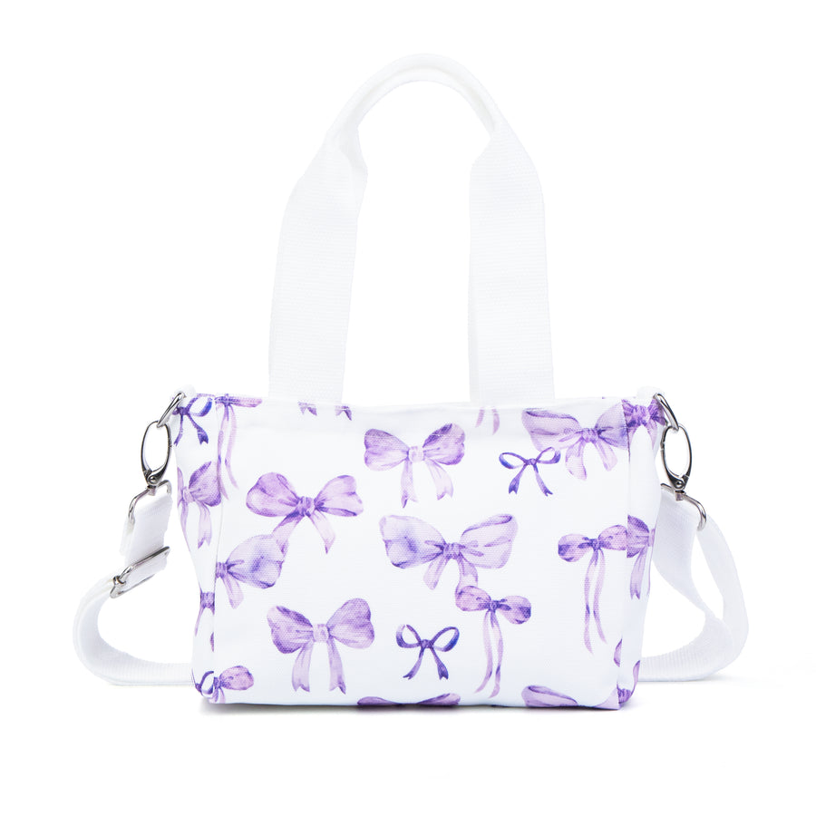 Mini Canvas Tote Bag with Print - Purple
