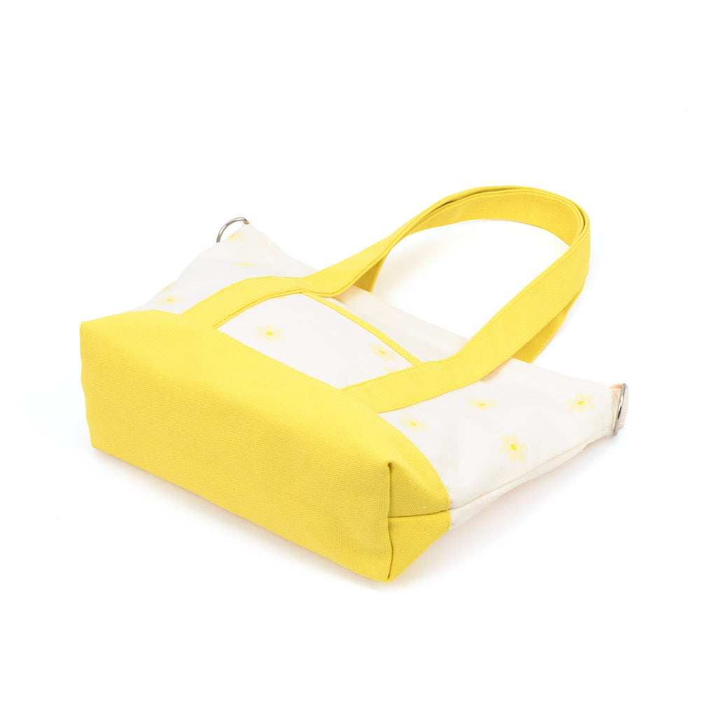 Two Tone Canvas Tote Bag - Yellow Daisy