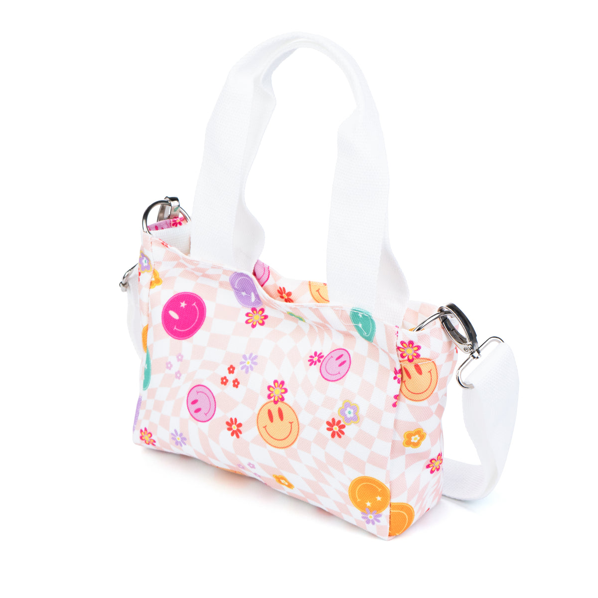 Mini Canvas Tote Bag with Print - Smiley