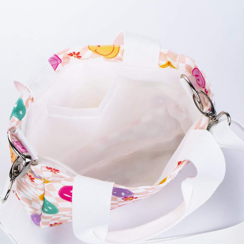 Mini Canvas Tote Bag with Print - Cherry Bow