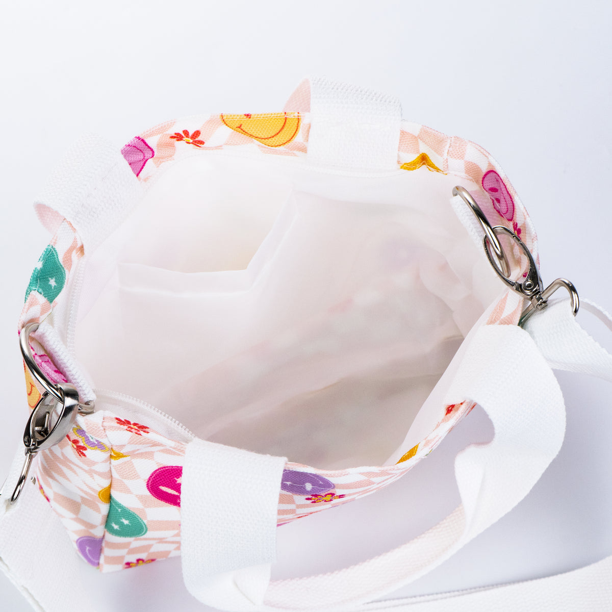 Mini Canvas Tote Bag with Print - Cherry Bow