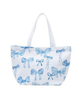 Large Canvas Tote Bag - Blue Bow
