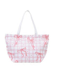 Large Canvas Tote Bag - Pink Gingham