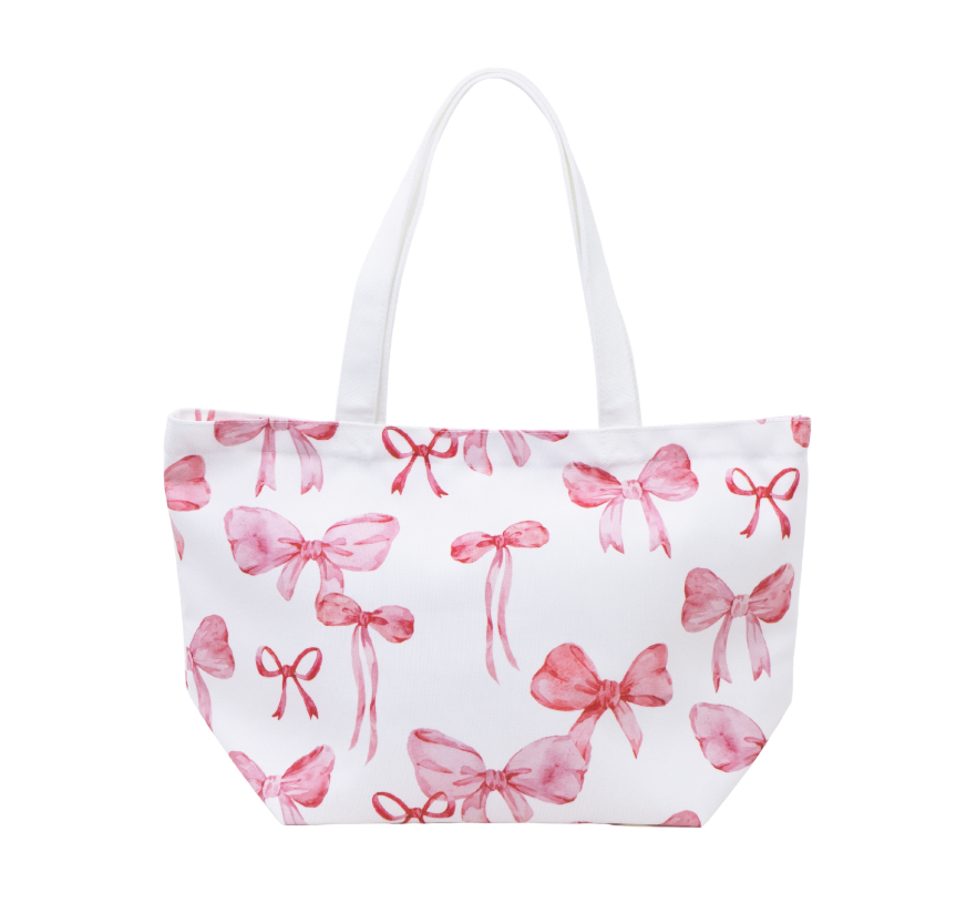 Large Canvas Tote Bag - Pink Bow
